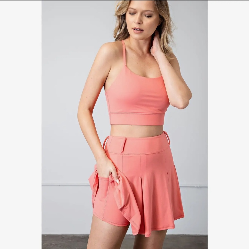 Rae mode s7015 coral rose butter pleat golf skort nwt - Picture 2 of 6